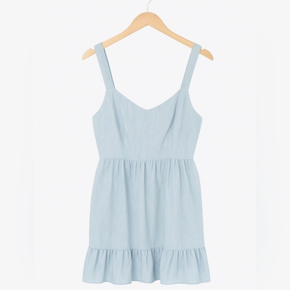 Old Navy size medium tall blue denim sundress with shoulder ties. - Picture 1 of 3